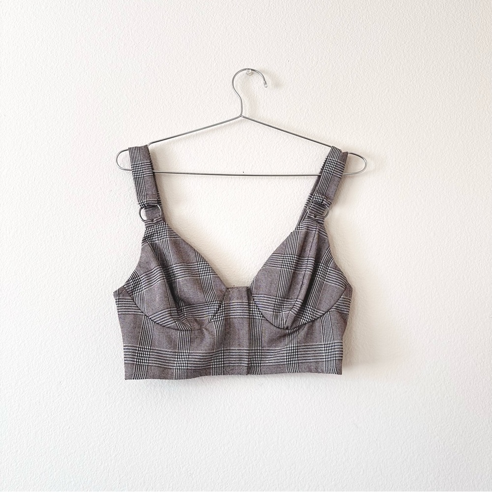 beige plaid crop top